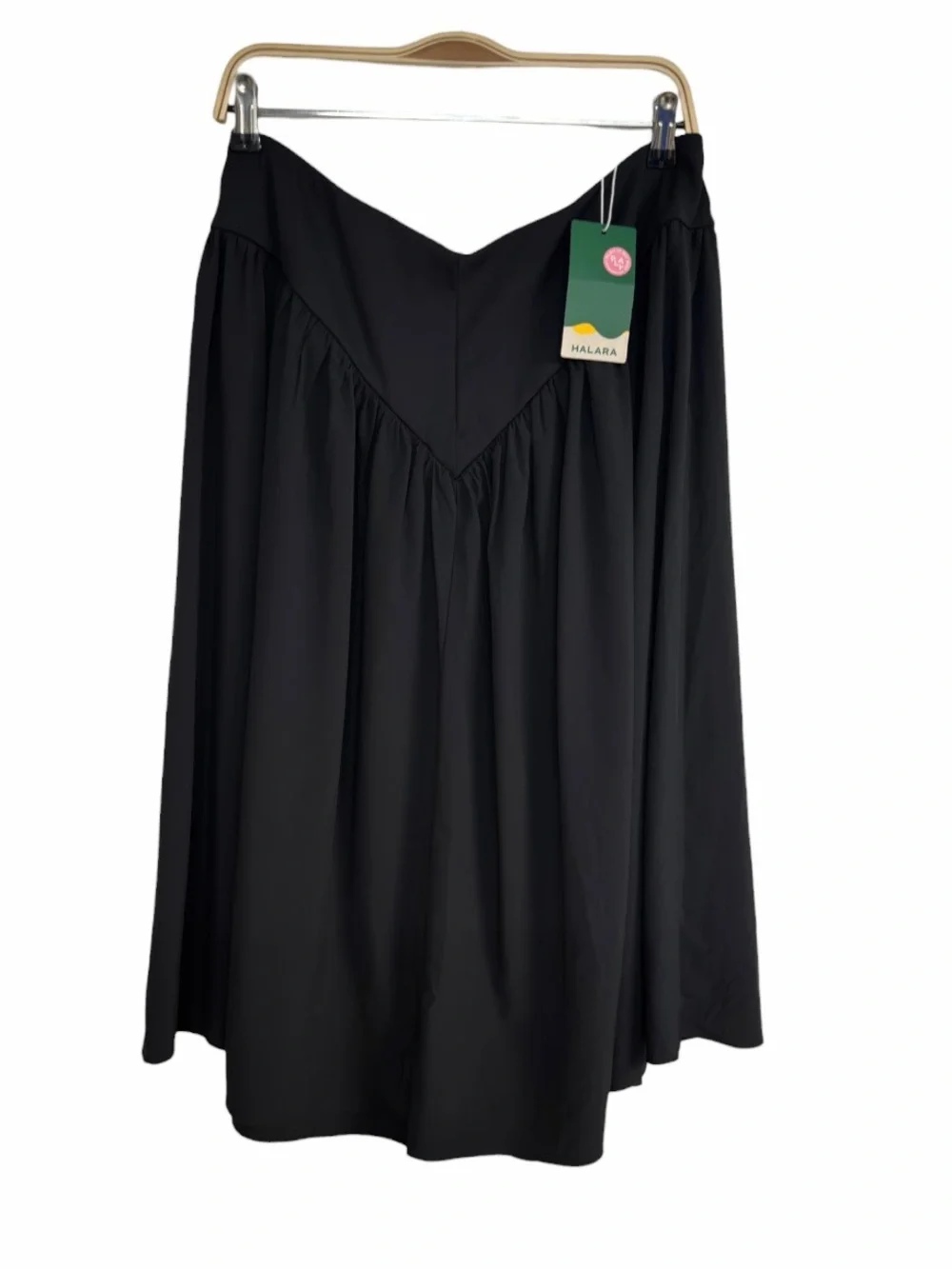 Halara High Waisted Flowy Midi Skirt Black Pleated Stretch NWT XL